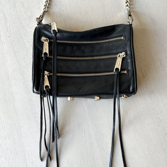 Rebecca Minkoff women’s black and gold zipper chain crossbody purse - Picture 2 of 8